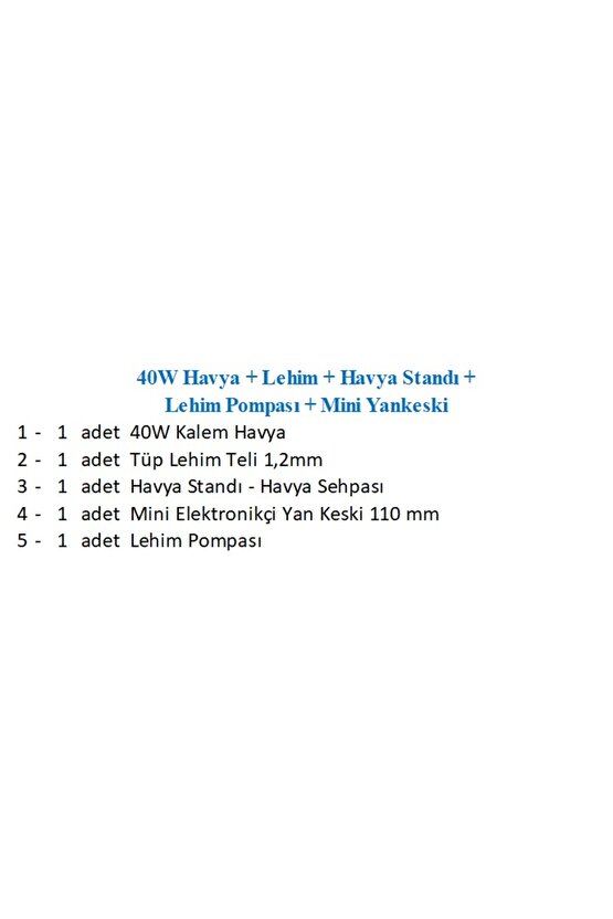 40W Havya + Lehim + Havya Standı + Lehim Pompası + Mini Yankeski