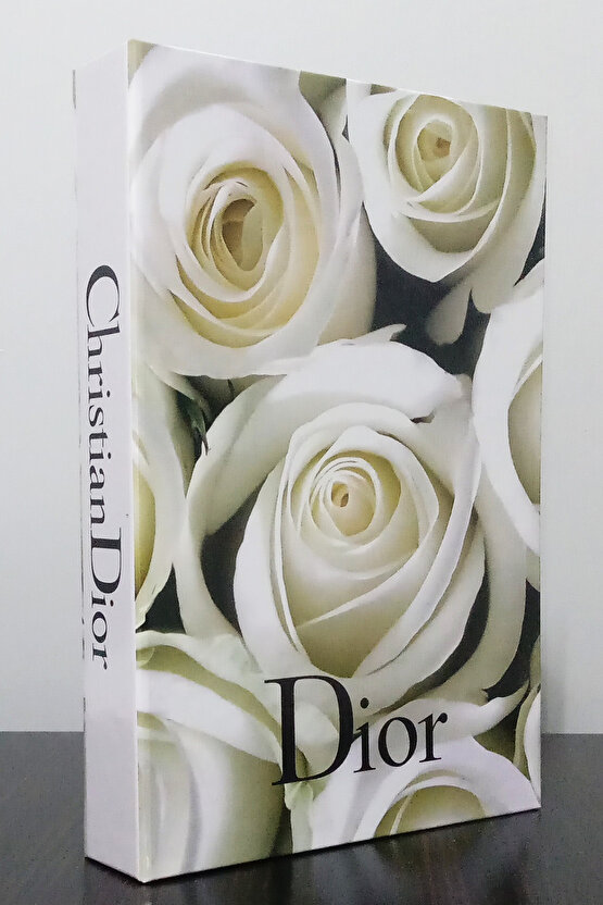 2li Dekoratif Kitap Kutu Görünümlü  Beyaz Yaldız &  Beyaz Gül Temalı