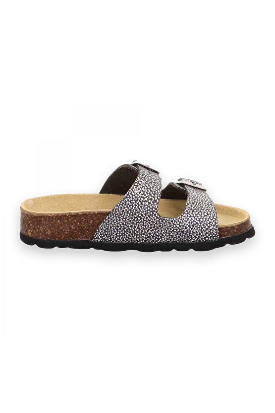 800111 G Deri Siyah-beyaz Unisex Terlik