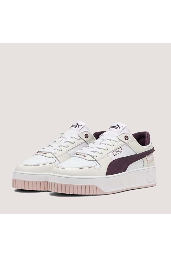 Kadın Carina Street VTG Spor Ayakkabı 392338 - Beyaz-Bej-Bordo - 39