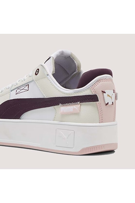 Kadın Carina Street VTG Spor Ayakkabı 392338 - Beyaz-Bej-Bordo - 39