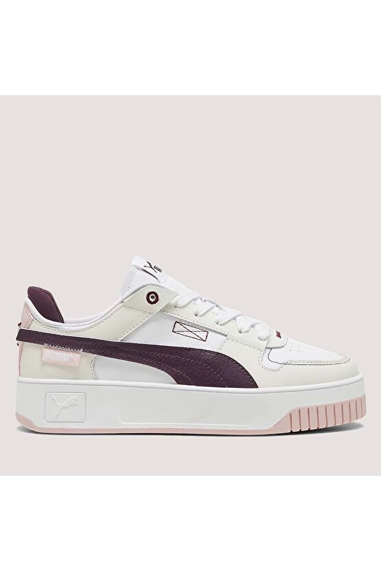 Kadın Carina Street VTG Spor Ayakkabı 392338 - Beyaz-Bej-Bordo - 39
