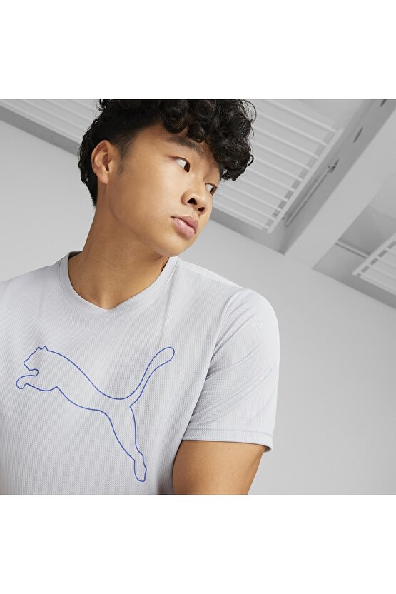 520315-80 Performance Cat Tee M Erkek T-shirt Platinum Gray