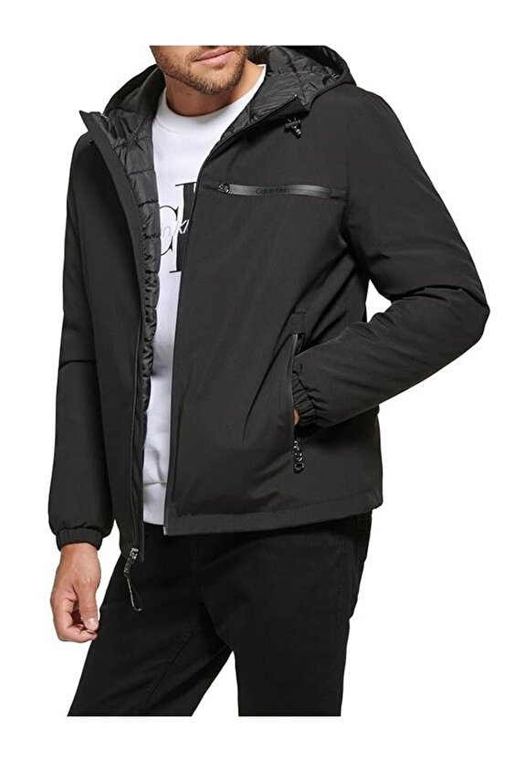 Classic Hooded Stretch Erkek Mont CM224577BLK