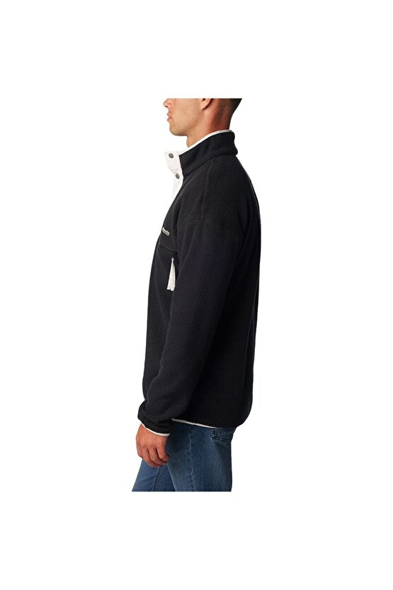 Erkek Siyah Helvetia  Half Snap Fleece Polar Sweatshirt