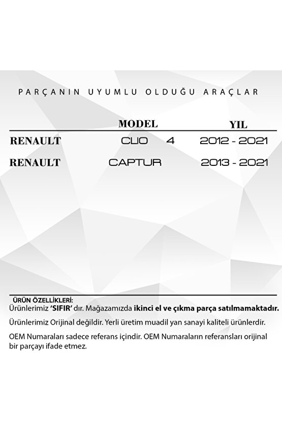 Renault Clio 4, Captur Için Ayna Sinyal Lambası-sağ Sol Set