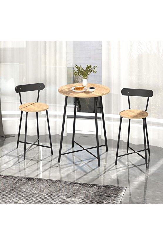 Mutfak Oval 2 Kişilik Bar Yemek Masası Çam 1515