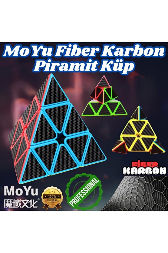 Orijinal MoYu Fiber Karbon Piramit Küp - Moyu Speed Cube - Moyu Fiber Karbon Piramit Zeka Küpü - Zek