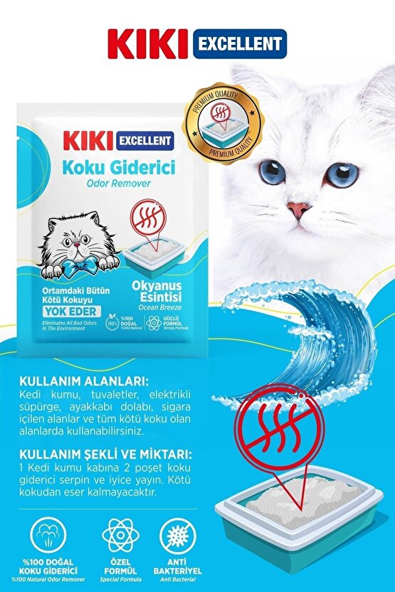 Kedi Kumu Koku Giderici - Kötü Kokuları Giderir - Doğal Koku Giderici - Okyanus Esintisi 25 Gr.