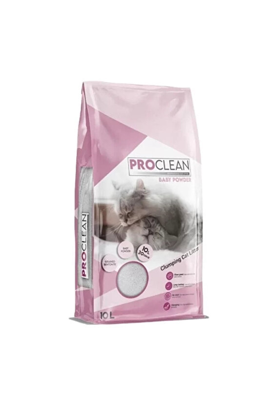 ProClean Bebek Pudra Kokulu Topaklanan Kedi Kumu Kalın Taneli 10 Lt