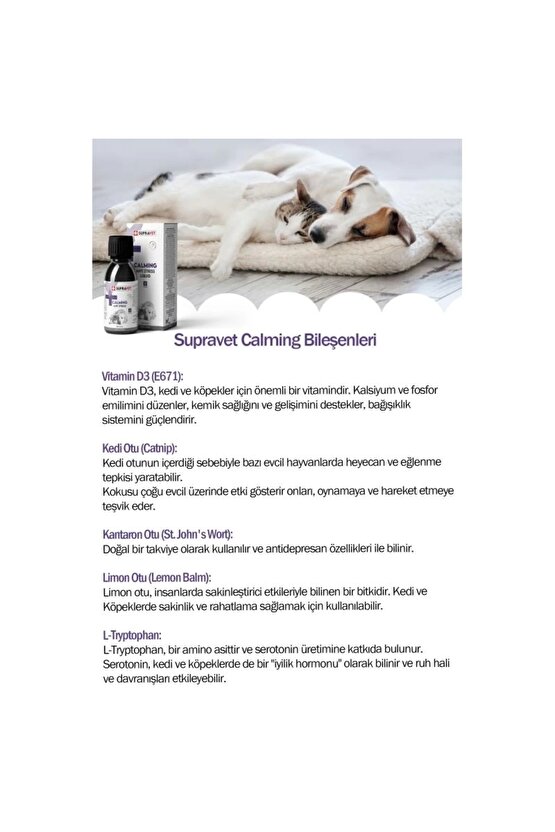 Calming Anti Stress Kedi ve Köpekler için Sıvı Sakinleştirici Damla 100 Ml