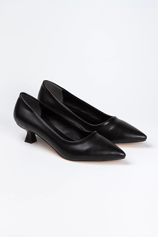 Kadın Stiletto ve Çanta Takımı Siyah Cilt