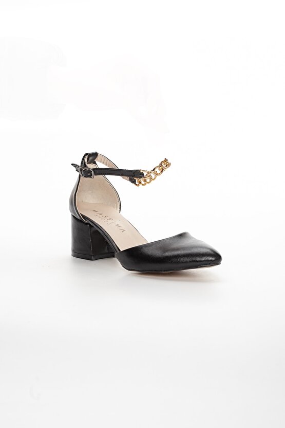 Zincirli Kısa Stiletto Siyah Mat