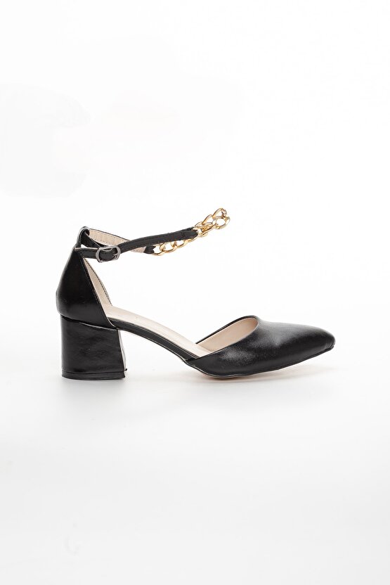 Zincirli Kısa Stiletto Siyah Mat