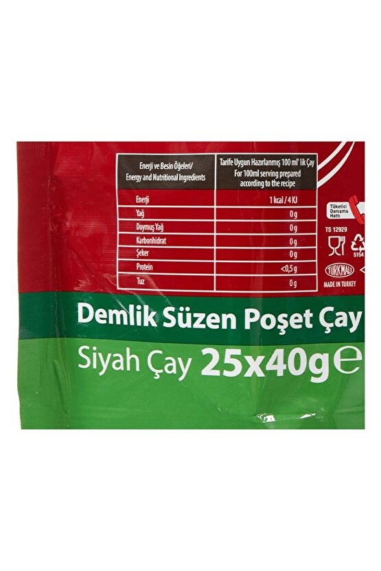 Karadeniz Tiryaki Demlik Poşet Çay 25X40 Gr