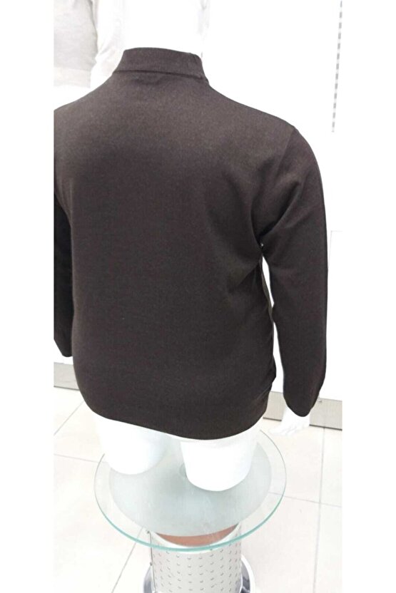 Erkek Kahve Battal Yarım Balıkçı Triko kazak