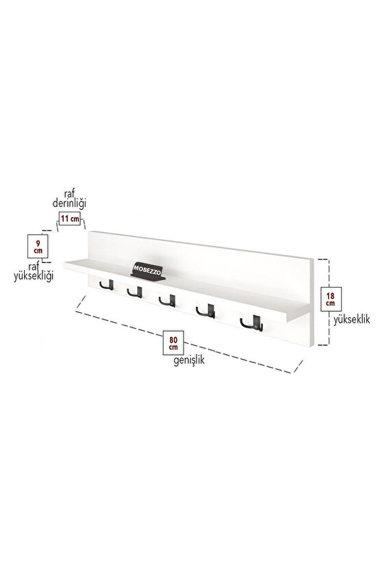 Ahşap Raflı Portmanto Duvar Askılığı Elbise Askılığı 70 Cm