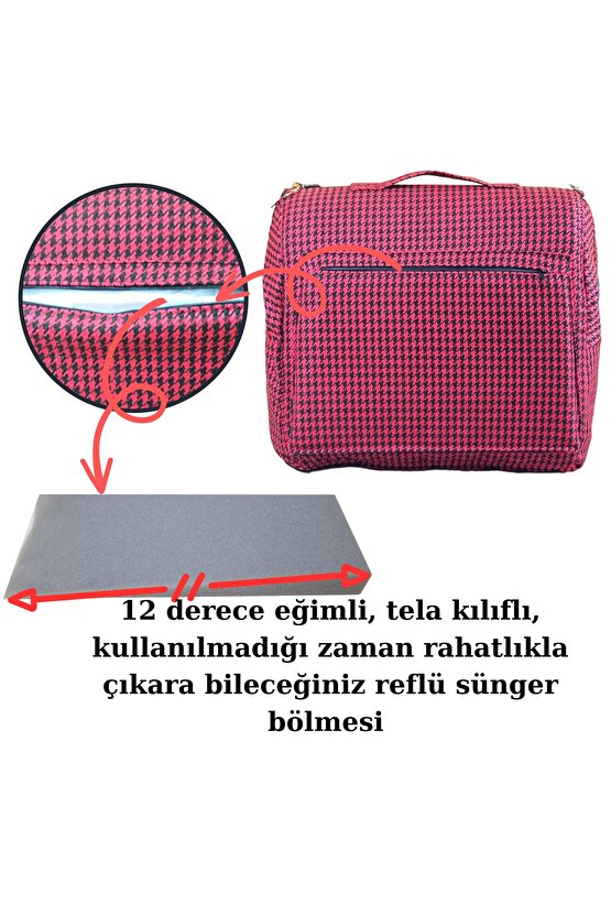 Çantalı Babynest, Bebek Çantası, Taşına Bilir Ebeveyn Yanı Reflü Yatağı Kazayağı Desenli