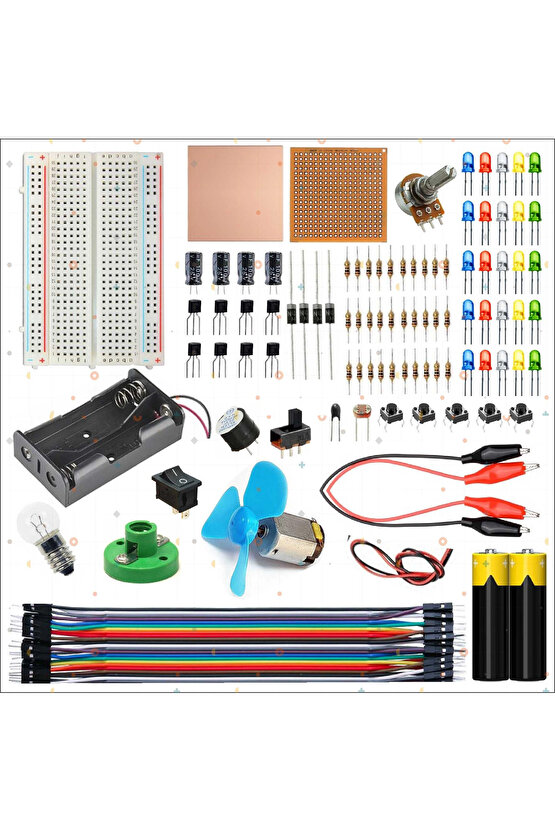 Breaboard Temel Elektrik ve Elektronik Eğitim Set (Lamba Motor ve Breadbord set)