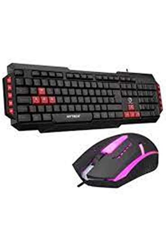 HYK-46 COMBO  Siyah USB Kırmızı Tuşlu Q Gaming Oyuncu Klavye +mouse set