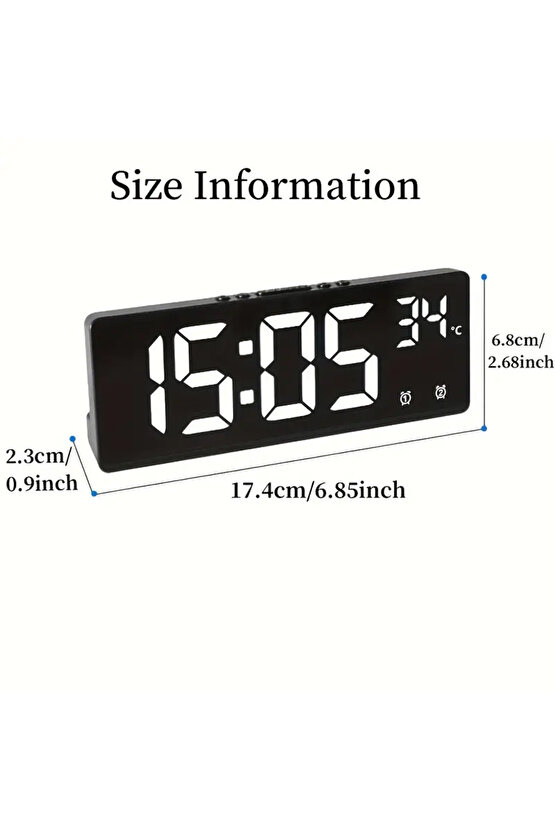Nie Fantezi Temalı Dijital Alarm Saat, Ayna Yüzeyi, LED Ekran, Sıcaklık ve Tarih, 5 Parlaklık Seviy