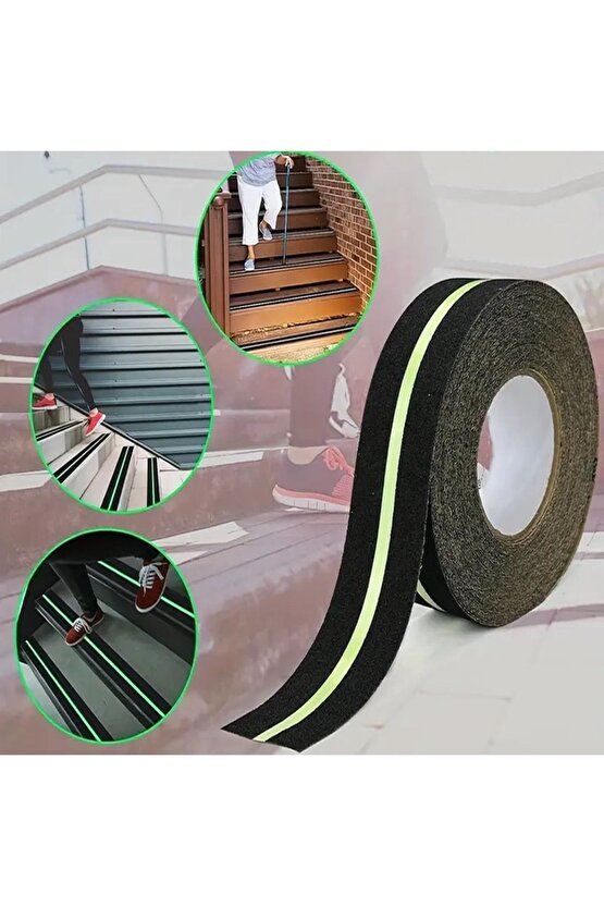 Fosforlu Kaydırmaz Bant 5cmx25m Yeşil Fosforlu Merdiven Bandı 50mm Fotolümenli