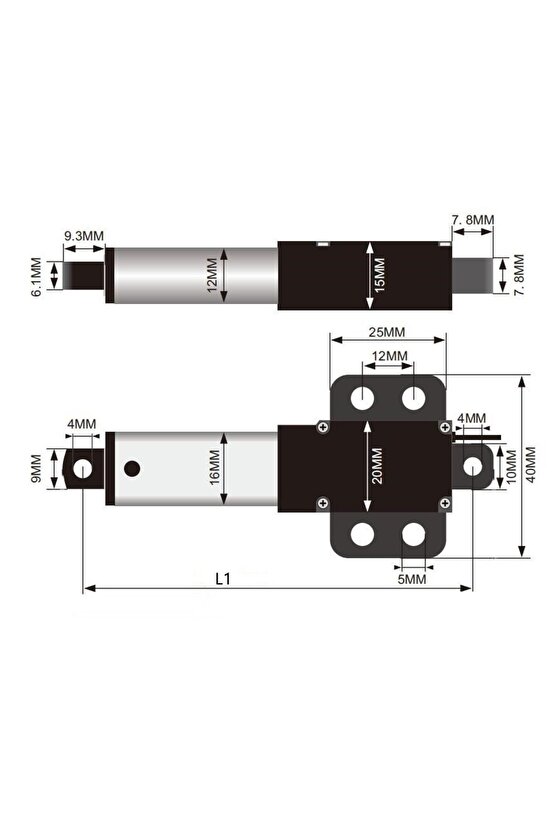 12V 30mm Mikro Lineer Aktüatör DC Motor 30mms 32N İtme Gücü
