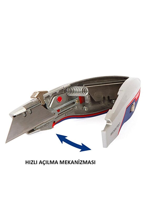 WP213011 Ağır Hizmet Alüminyum Gövde Geri Çekilebilir Rötuş Maket Bıçağı + 3 Adet Yedek Bıça
