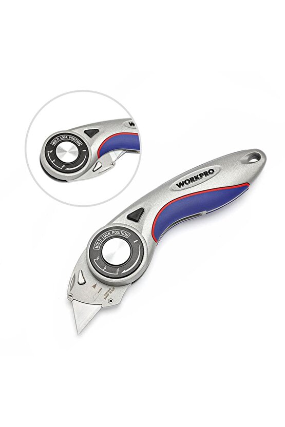 WP211013 Ağır Hizmet Alüminyum Gövde Açı Ayarlı Katlanır Rötuş Maket Bıçağı + 5 Adet Yedek B