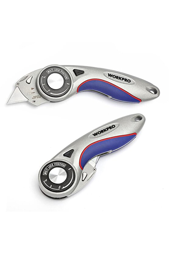 WP211013 Ağır Hizmet Alüminyum Gövde Açı Ayarlı Katlanır Rötuş Maket Bıçağı + 5 Adet Yedek B