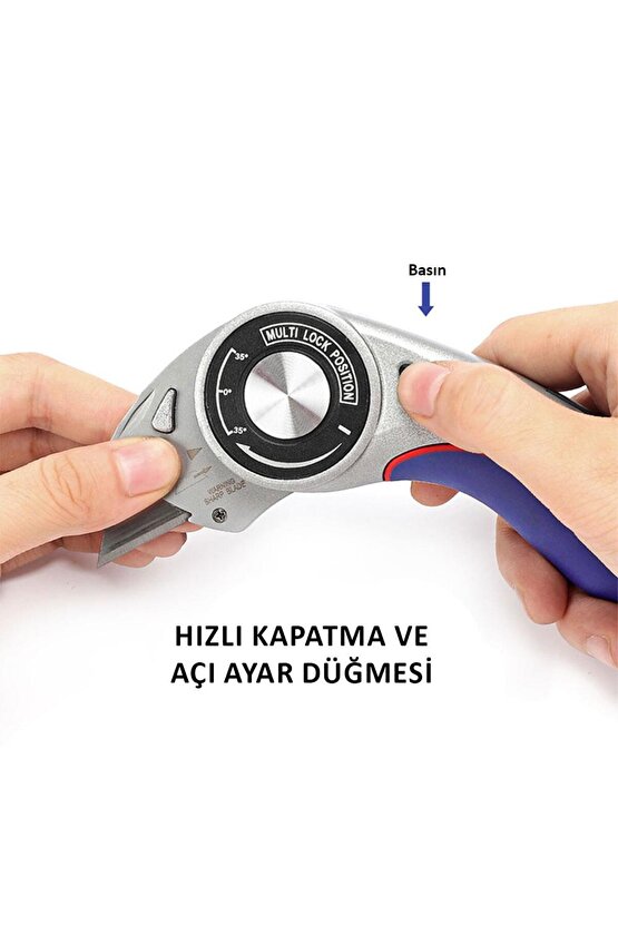 WP211013 Ağır Hizmet Alüminyum Gövde Açı Ayarlı Katlanır Rötuş Maket Bıçağı + 5 Adet Yedek B