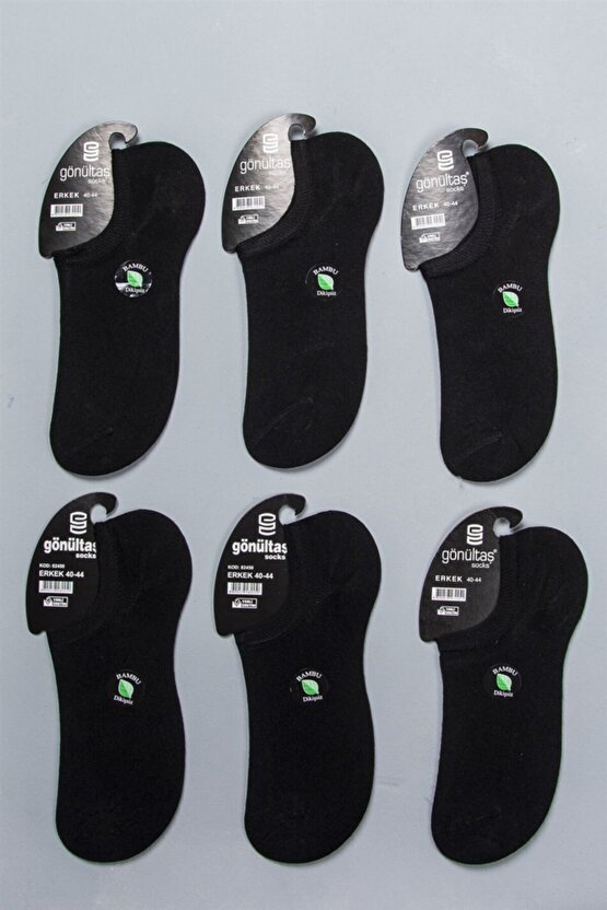 6lı Erkek Siyah Bambu Dikişsiz Sneaker Babet Çorap