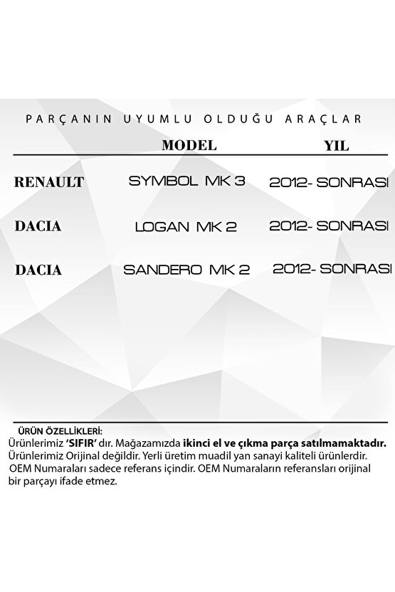 Clio, Symbol, Dacia Sandero, Logan Için Ayna Sinyali Beyaz- Sol