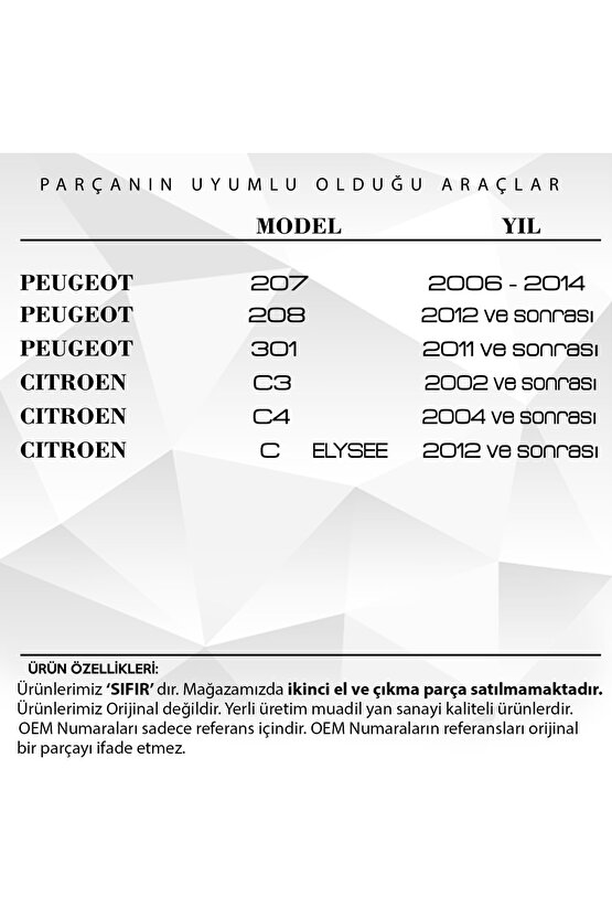 Peugeot 207,208,301,citroen C3,c4 C Elysee Için El Fren Düğmesi