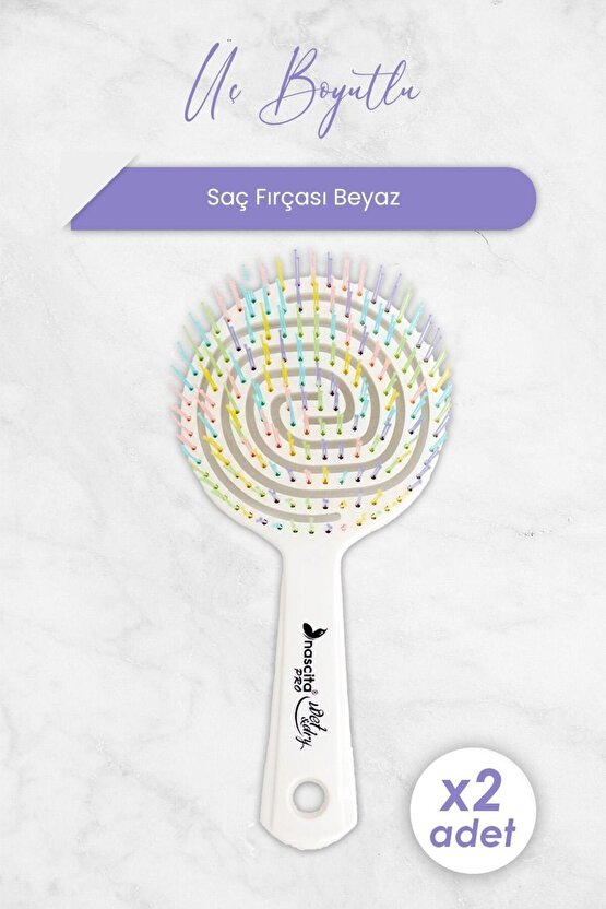 Üç Boyutlu Saç Fırçası Beyaz x 2 Adet