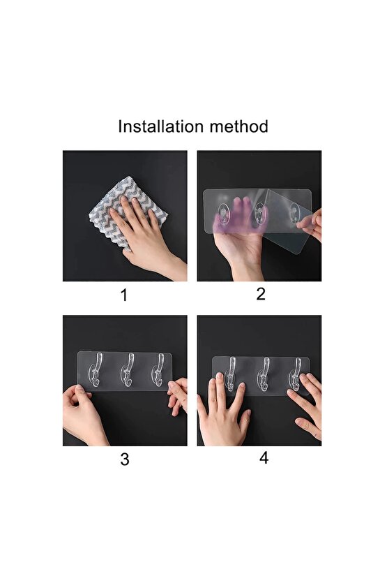 Askı Şeffaf Süper Yapışkan Askı Banyo, Mutfak Düzenleyici Askı Pratik Yapışkanlı Dayanıklı 5li