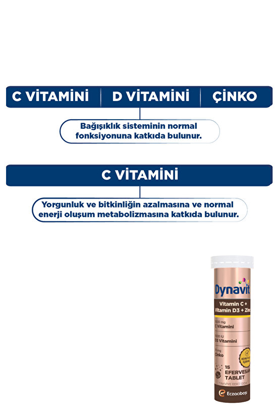 Vitamin C Vitamin D3 Çinko 15 Efervesan Tablet