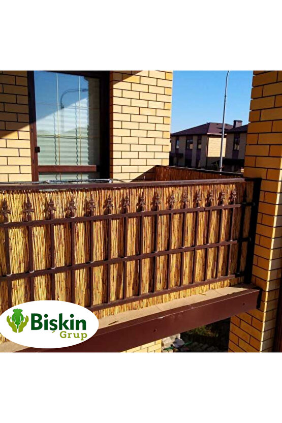 60cm x 2.5m Doğal Bambu Kamış Hasır Çit | Bahçe ve Balkon Dekorasyonu, Misina İpli Gölgelik