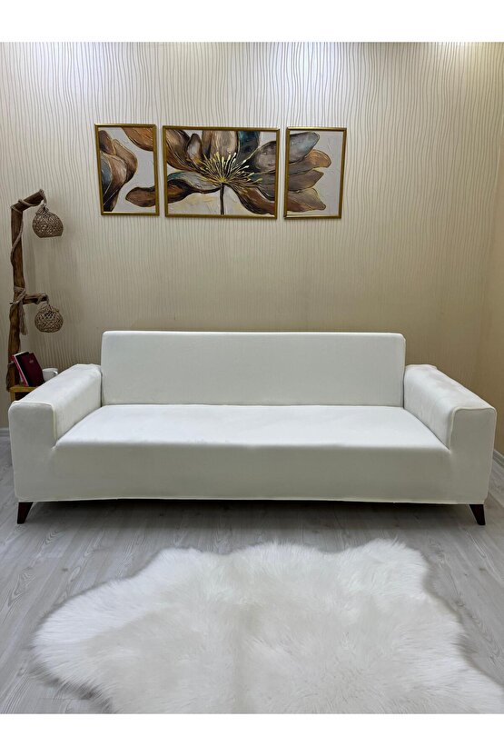 2Li Koltuk İtalyan Süet Koltuk Örtüsü(KREM)