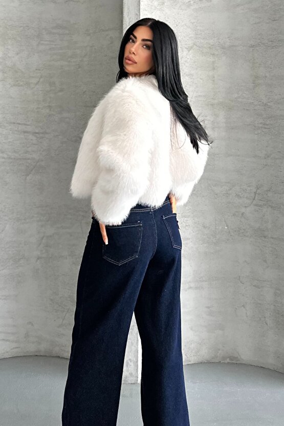 Kadın Crop Kürk Mont - Kısa Peluş Ceket - Kışlık Premium Kürk