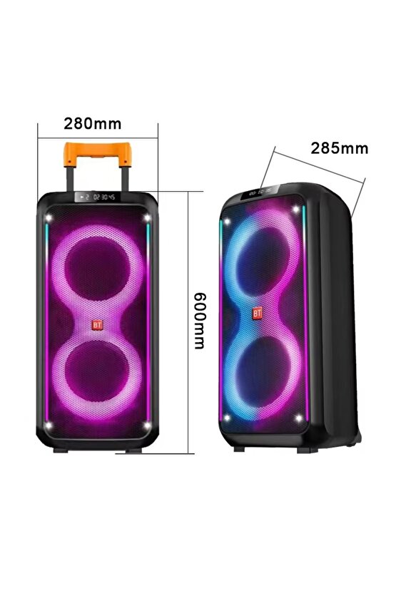KABLOSUZ MİKROFONLU BLUETOOTH SPEAKER TAŞINABİLİR TEKERLEKLİ BÜYÜK BOY KABLOSUZ ŞARJLI HOPARLÖR