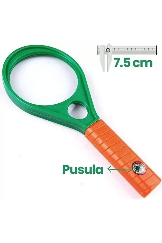 Optik Cam El Büyüteç 65mm 6x 4x Pusulalı Çocuklar Ve Yetişkinler Mg89075