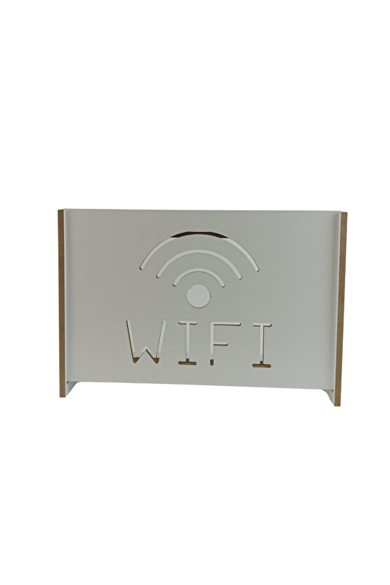 Dekoratif Beyaz Duvara Asılabilir Modem-Wifi Saklama Kutusu 37 x 25 x 10 CM