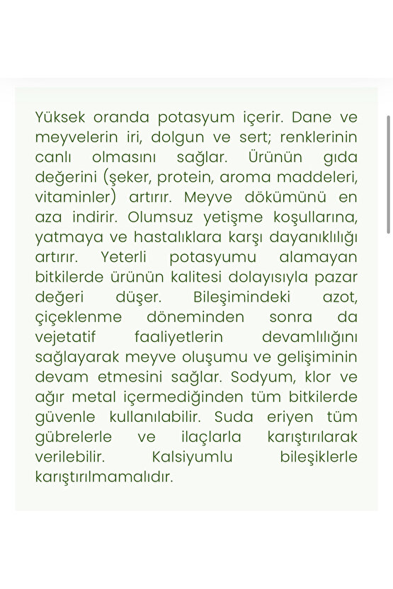 Potasyum Nitrat Toz Gübre 25 Kg Yeni Ambalaj