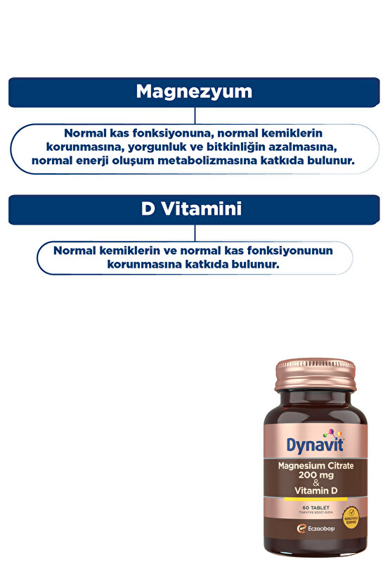 Magnesium Citrate 200 mg & Vitamin D 60 Tablet - Magnezyum Sitrat, D Vitamini
