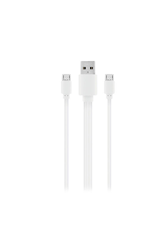 SMG-328 2*Micro Usb Akıllı Telefonlar 1m Beyaz Şarj Kablo