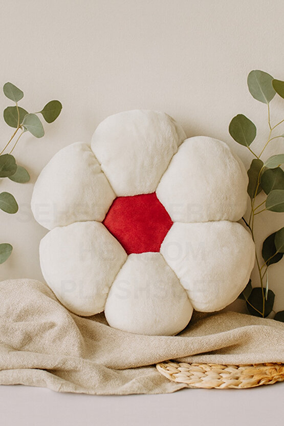 Peluş Dekoratif Papatya Kırlent - Yastık - Minder 40 CM