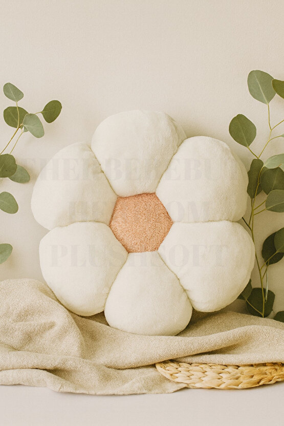 Peluş Dekoratif Papatya Kırlent - Yastık - Minder 40 CM