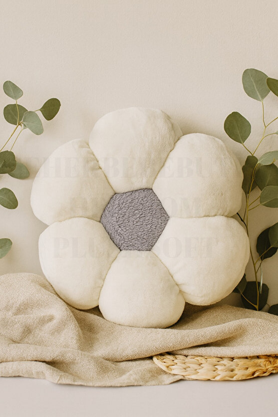 Peluş Dekoratif Papatya Kırlent - Yastık - Minder 40 CM