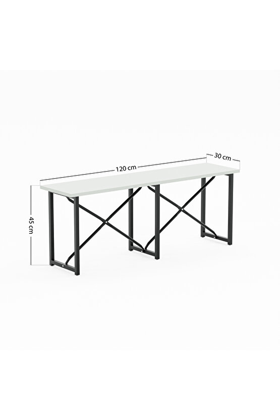 Masa Takımı Minderli Bench Bank Masa Seti 120x60 Masa Mutfak Masası Yemek Masası Beyaz 1555